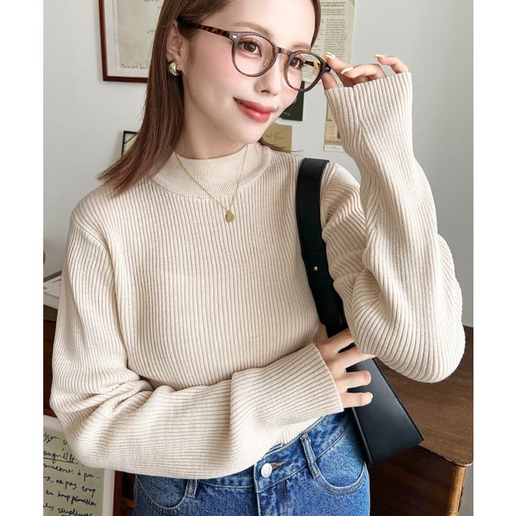 トルネックリブカラーリブニットプルオーバー12G | moment+ | 詳細画像11 