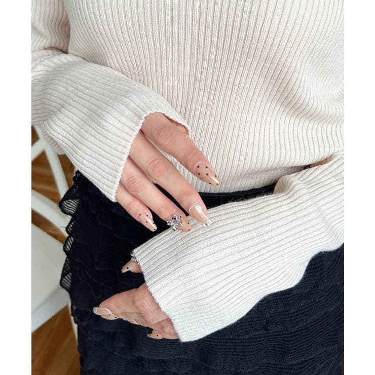 トルネックリブカラーリブニットプルオーバー12G | moment+ | 詳細画像13 