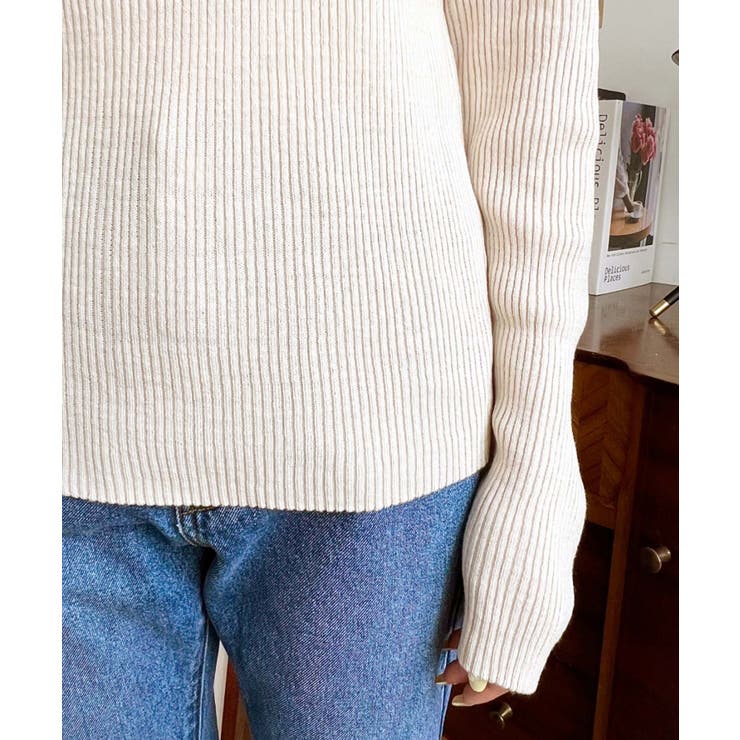 トルネックリブカラーリブニットプルオーバー12G | moment+ | 詳細画像14 