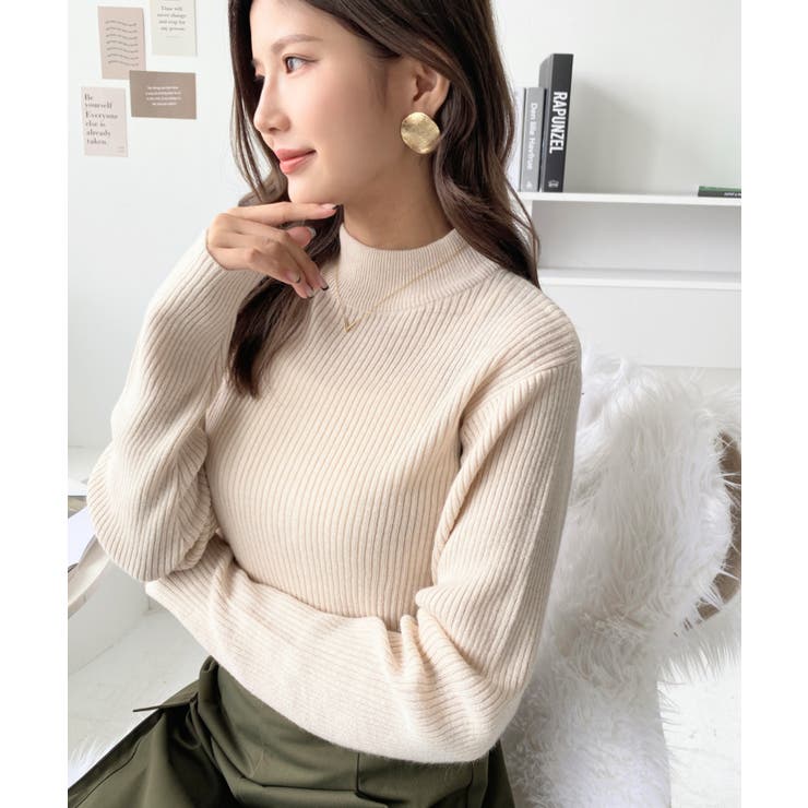 トルネックリブカラーリブニットプルオーバー12G | moment+ | 詳細画像17 