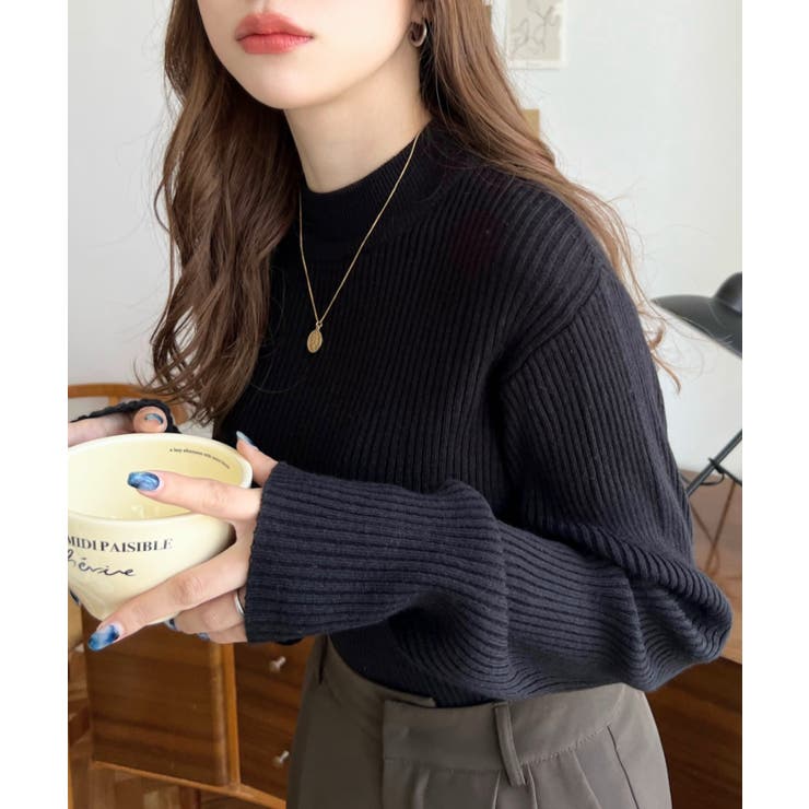 トルネックリブカラーリブニットプルオーバー12G | moment+ | 詳細画像19 