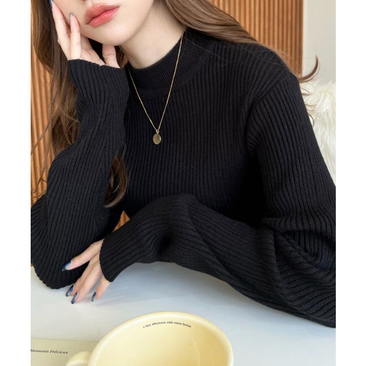 トルネックリブカラーリブニットプルオーバー12G | moment+ | 詳細画像20 