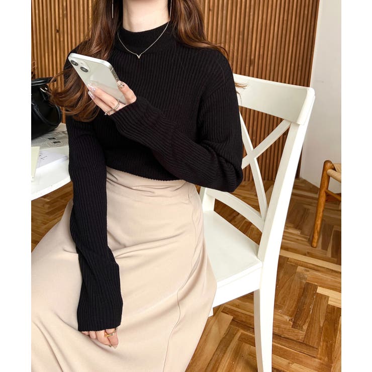 トルネックリブカラーリブニットプルオーバー12G | moment+ | 詳細画像25 