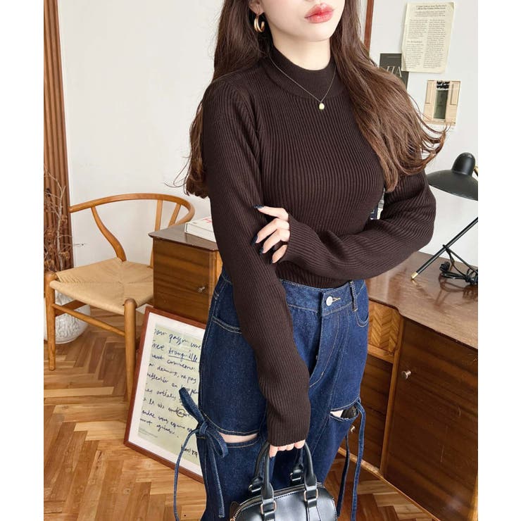 トルネックリブカラーリブニットプルオーバー12G | moment+ | 詳細画像29 