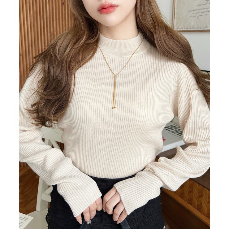 トルネックリブカラーリブニットプルオーバー12G | moment+ | 詳細画像3 