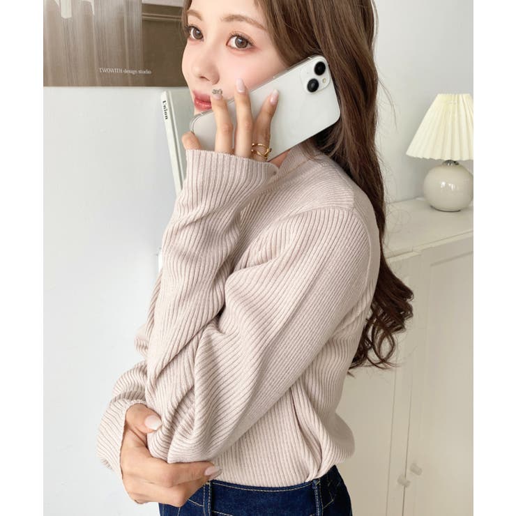 トルネックリブカラーリブニットプルオーバー12G | moment+ | 詳細画像31 