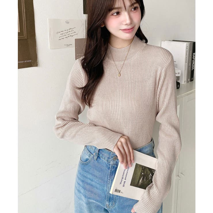 トルネックリブカラーリブニットプルオーバー12G | moment+ | 詳細画像34 