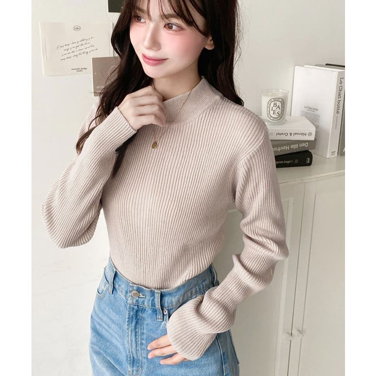 トルネックリブカラーリブニットプルオーバー12G | moment+ | 詳細画像35 