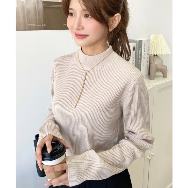 トルネックリブカラーリブニットプルオーバー12G | moment+ | 詳細画像38 