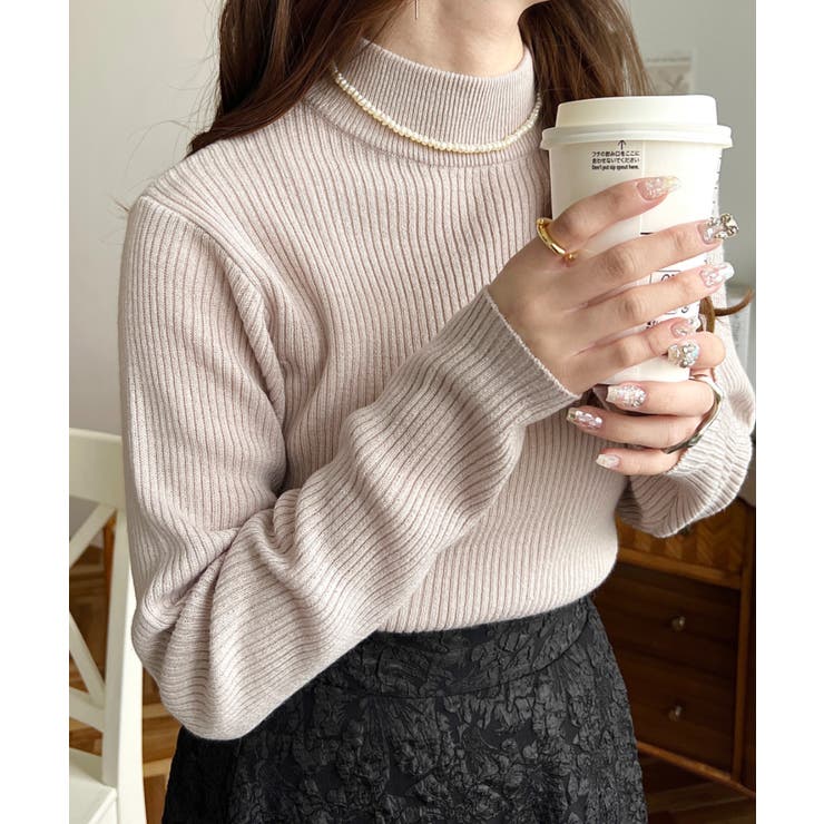 トルネックリブカラーリブニットプルオーバー12G | moment+ | 詳細画像40 