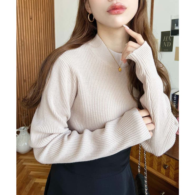 トルネックリブカラーリブニットプルオーバー12G | moment+ | 詳細画像44 