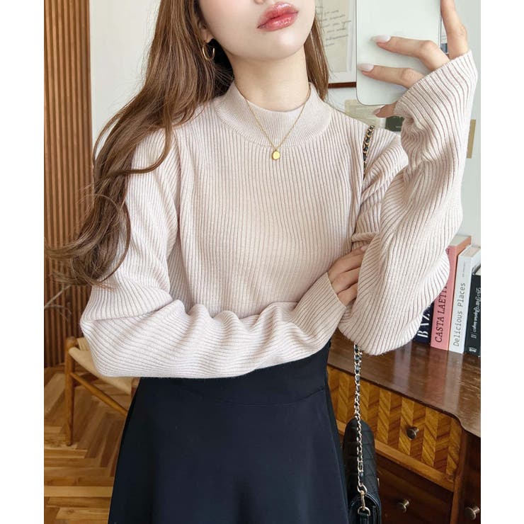 トルネックリブカラーリブニットプルオーバー12G | moment+ | 詳細画像45 