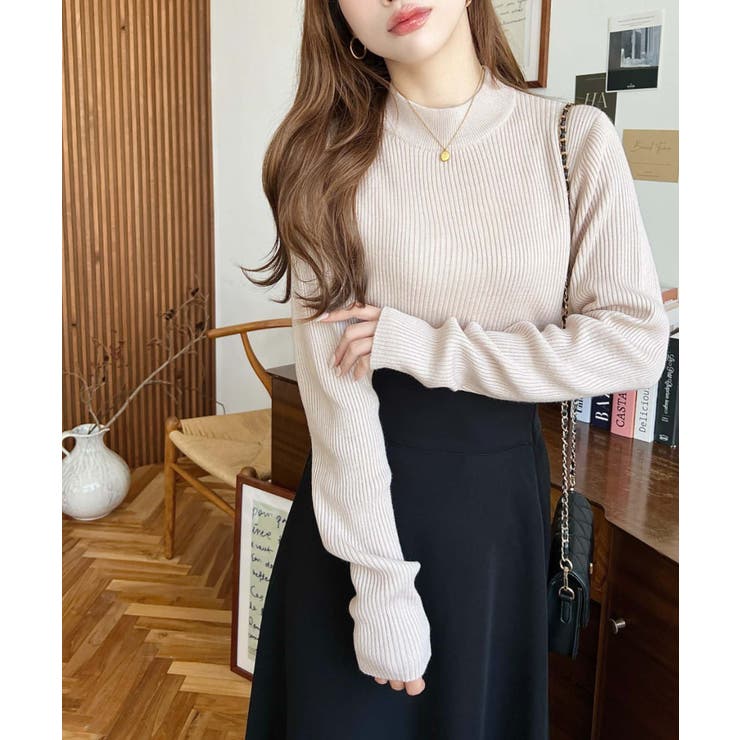 トルネックリブカラーリブニットプルオーバー12G | moment+ | 詳細画像46 