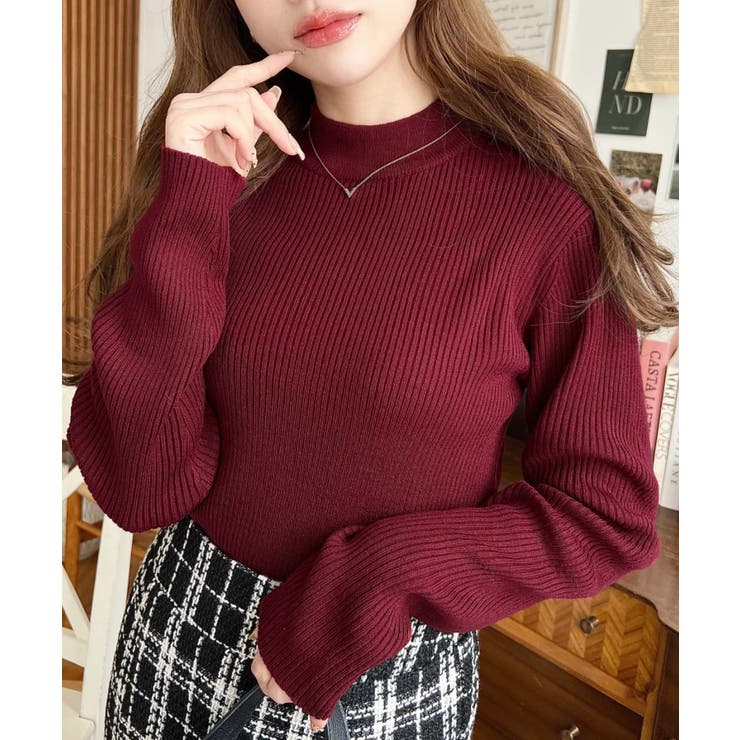 トルネックリブカラーリブニットプルオーバー12G | moment+ | 詳細画像51 