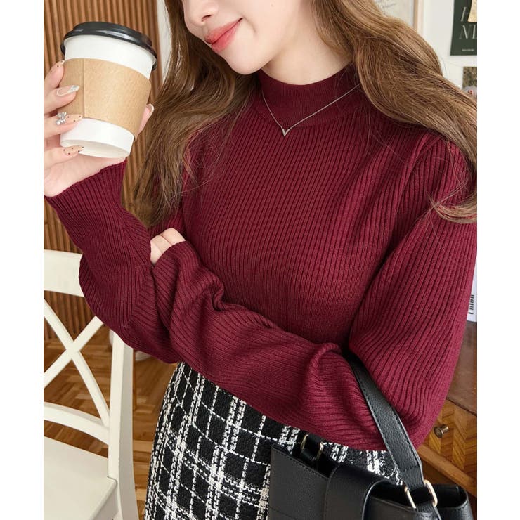 トルネックリブカラーリブニットプルオーバー12G | moment+ | 詳細画像52 