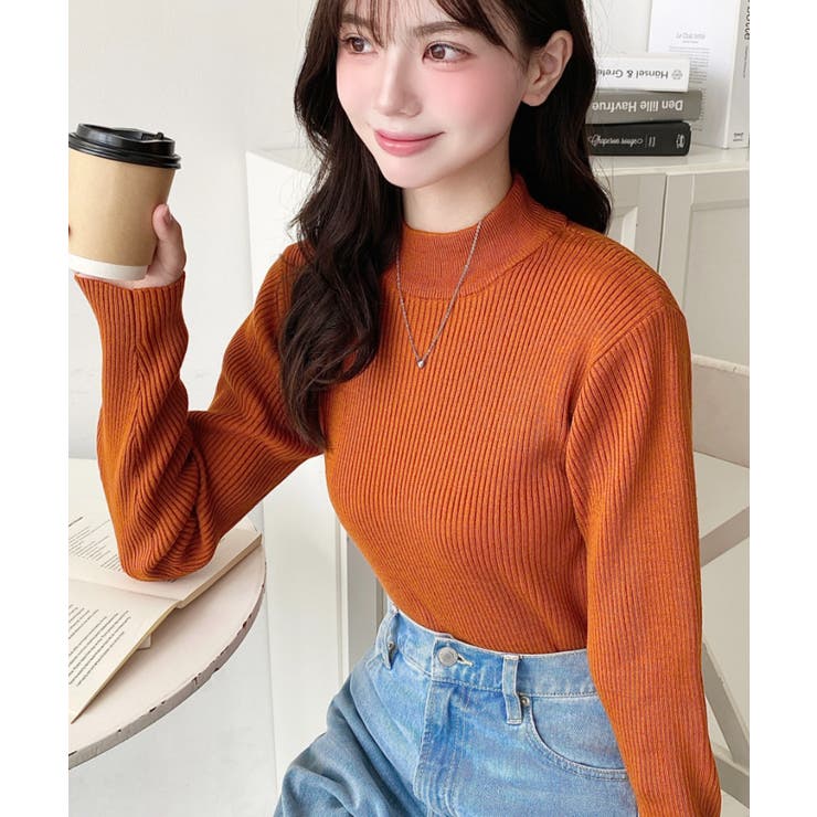 トルネックリブカラーリブニットプルオーバー12G | moment+ | 詳細画像58 