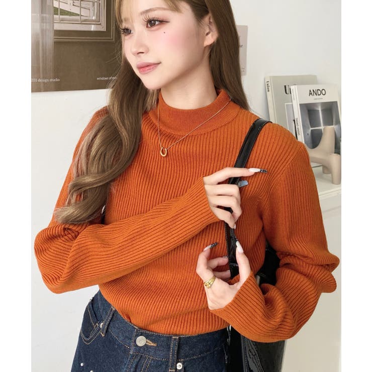 トルネックリブカラーリブニットプルオーバー12G | moment+ | 詳細画像61 