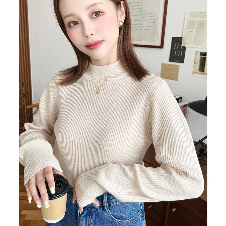 トルネックリブカラーリブニットプルオーバー12G | moment+ | 詳細画像7 