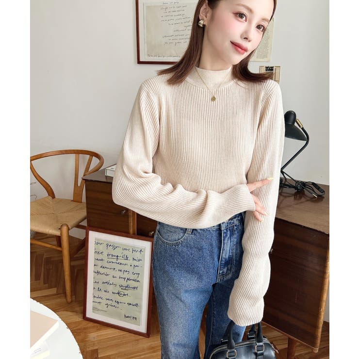 トルネックリブカラーリブニットプルオーバー12G | moment+ | 詳細画像8 