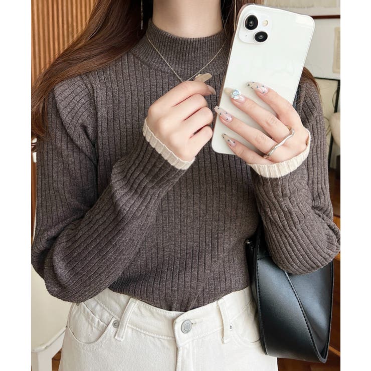 【美品】WIRROW/ウィロウ/ボトルネックニットプルオーバー/MOCHA/2 Vネックニットプルオーバー/AMERICAN HOLIC（アメリカンホリック