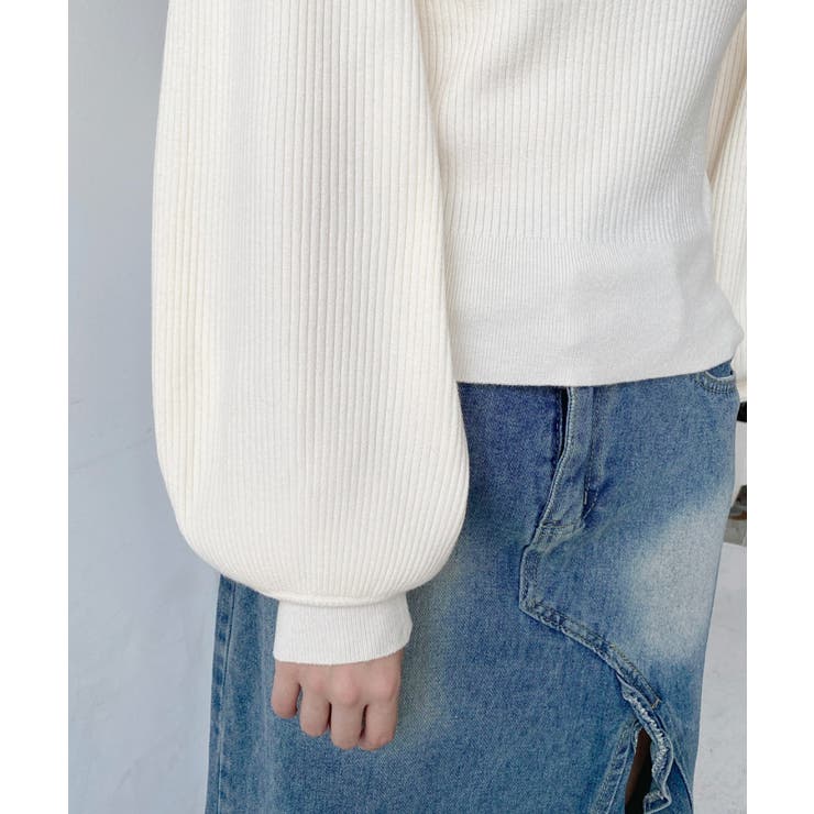 スクエアネックタックスリーブリブニットプルオーバー12G | moment+ | 詳細画像9 