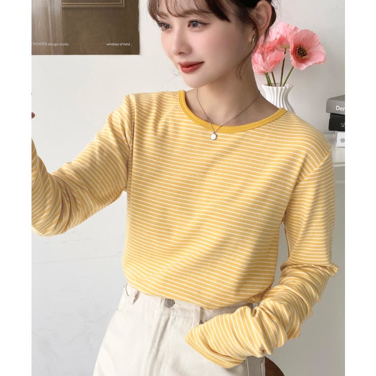 前後2WAY袖くしゅくしゅヘンリーネックボーダーロンT | moment+ | 詳細画像4 