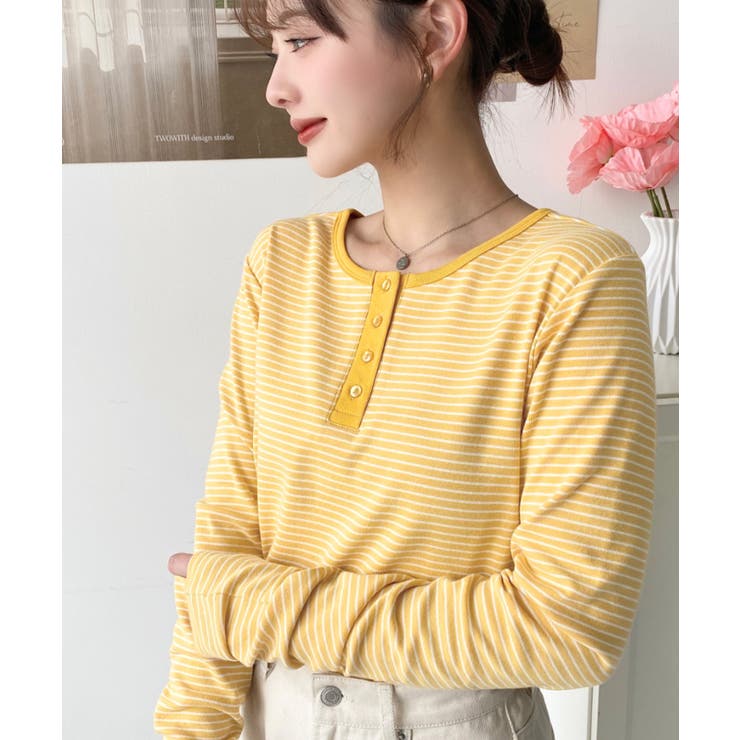 前後2WAY袖くしゅくしゅヘンリーネックボーダーロンT | moment+ | 詳細画像5 