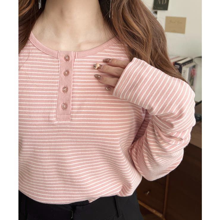 前後2WAY袖くしゅくしゅヘンリーネックボーダーロンT | moment+ | 詳細画像52 