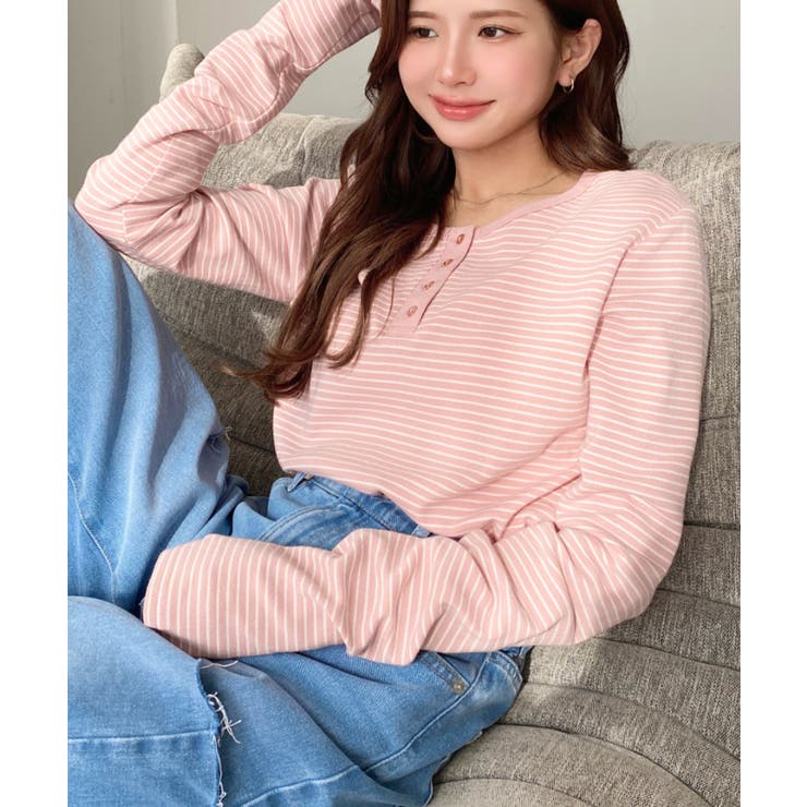 前後2WAY袖くしゅくしゅヘンリーネックボーダーロンT | moment+ | 詳細画像55 