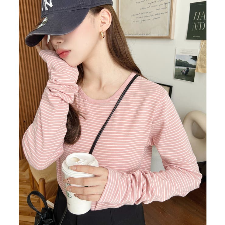 前後2WAY袖くしゅくしゅヘンリーネックボーダーロンT | moment+ | 詳細画像60 