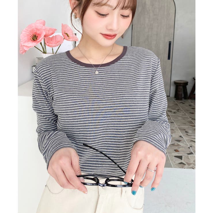 前後2WAY袖くしゅくしゅヘンリーネックボーダーロンT | moment+ | 詳細画像70 