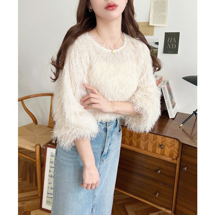 裾バルーンフリンジ長袖プルオーバー | moment+ | 詳細画像13 