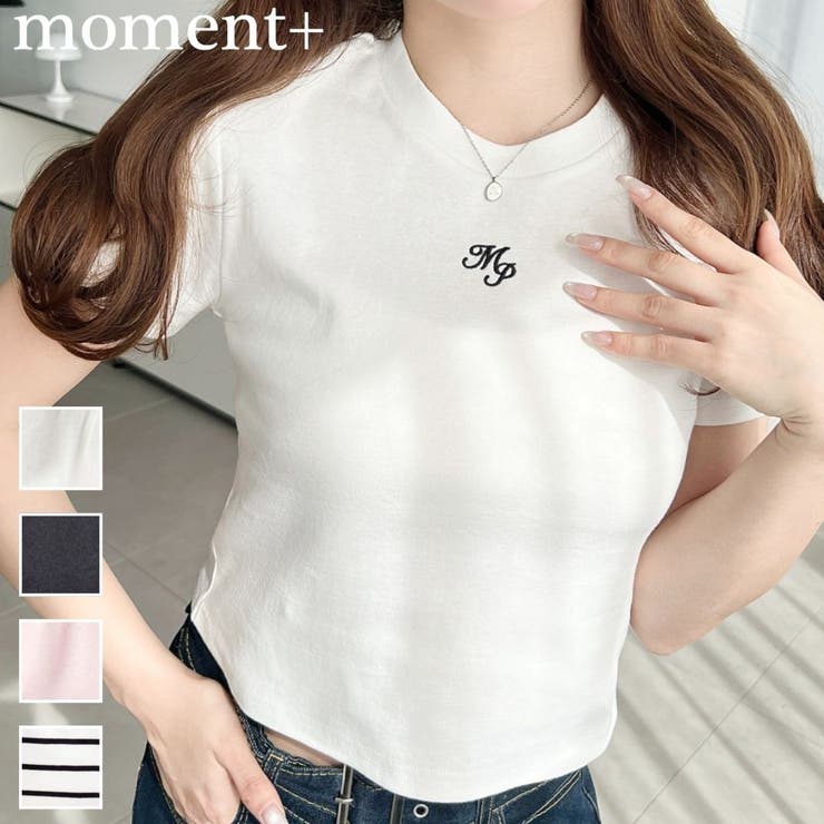 ワンポイント刺繍半袖チビTシャツ | moment+ | 詳細画像1 