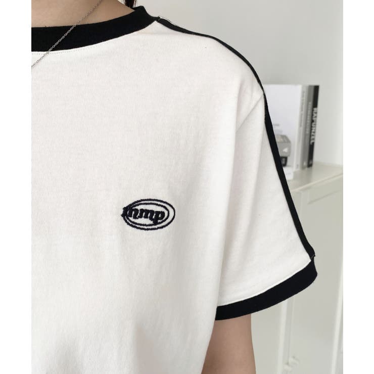 ワンポイント刺繍配色カラーライン半袖Tシャツ綿100％天竺. | moment+ | 詳細画像8 