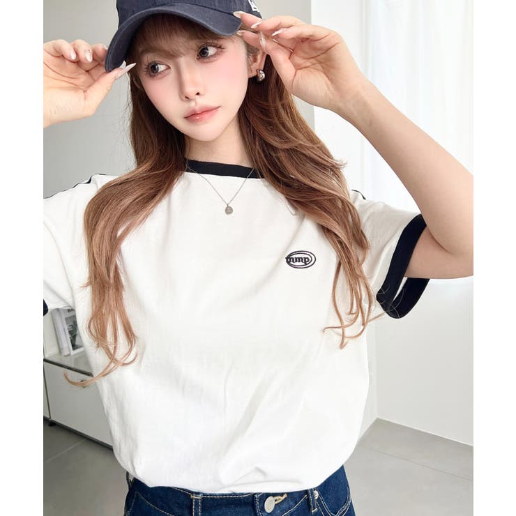 ワンポイント刺繍配色カラーライン半袖Tシャツ綿100％天竺. | moment+ | 詳細画像6 