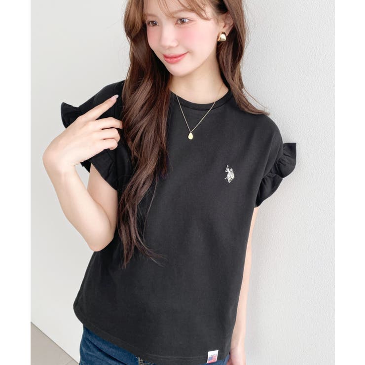 U.S.POLO ASSN.ワンポイント刺繍ショルダーフリル Tシャツ | moment+ | 詳細画像16 