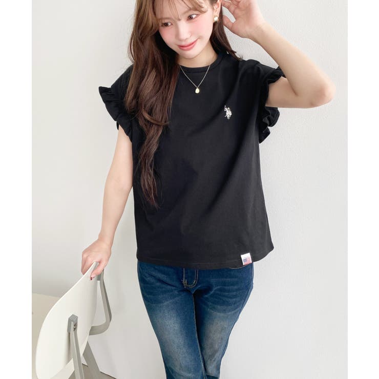 U.S.POLO ASSN.ワンポイント刺繍ショルダーフリル Tシャツ | moment+ | 詳細画像17 