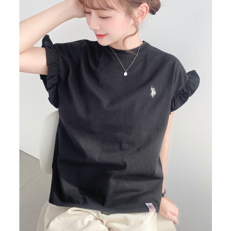 U.S.POLO ASSN.ワンポイント刺繍ショルダーフリル Tシャツ | moment+ | 詳細画像18 
