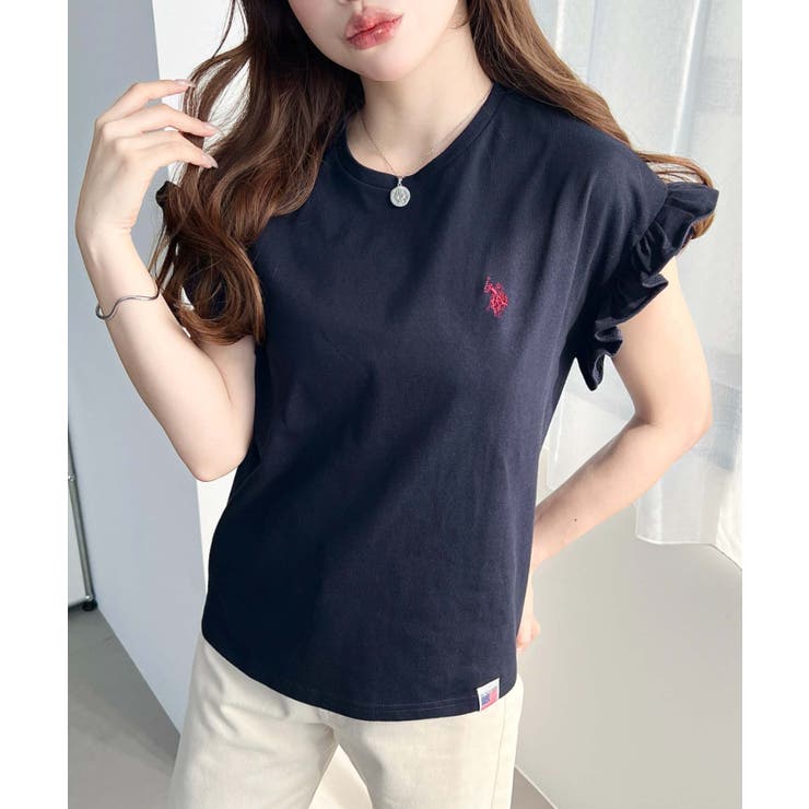 U.S.POLO ASSN.ワンポイント刺繍ショルダーフリル Tシャツ | moment+ | 詳細画像33 