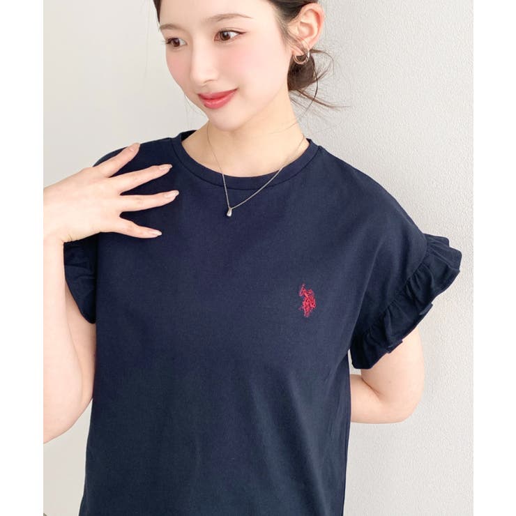 U.S.POLO ASSN.ワンポイント刺繍ショルダーフリル Tシャツ | moment+ | 詳細画像37 
