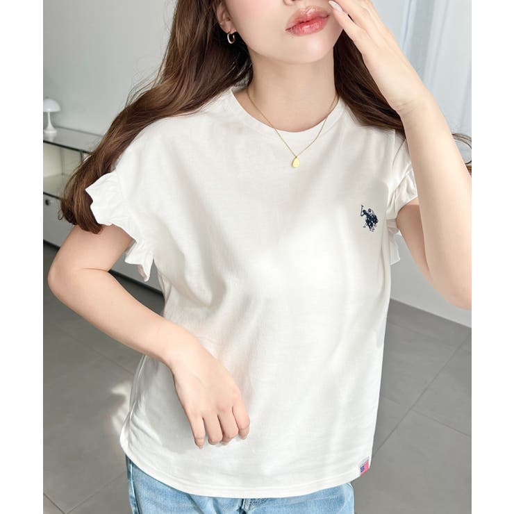 U.S.POLO ASSN.ワンポイント刺繍ショルダーフリル Tシャツ | moment+ | 詳細画像4 