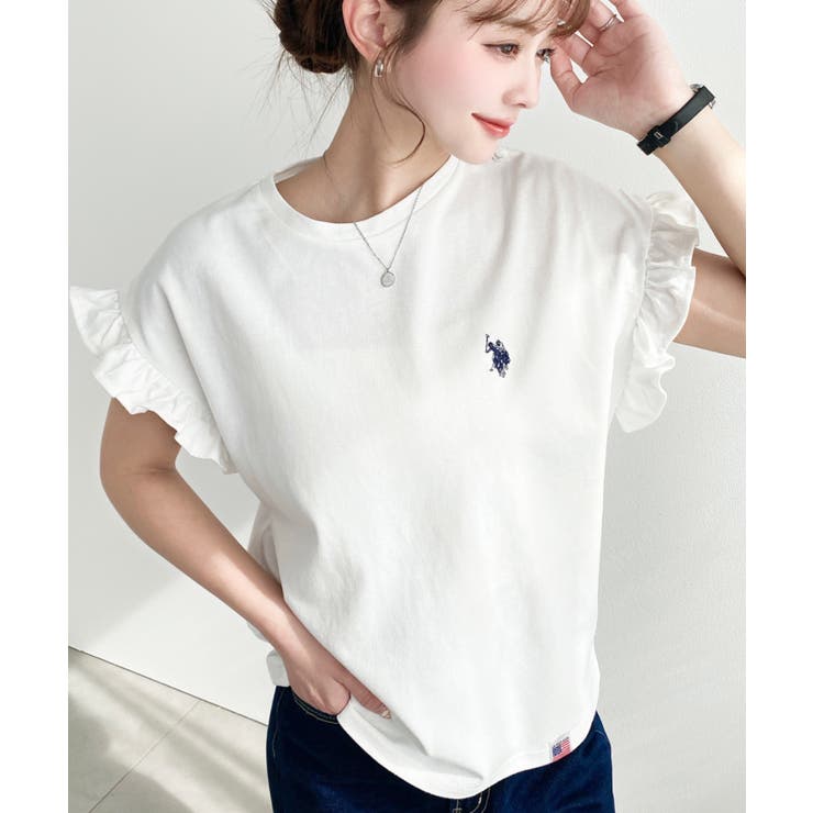 U.S.POLO ASSN.ワンポイント刺繍ショルダーフリル Tシャツ | moment+ | 詳細画像6 