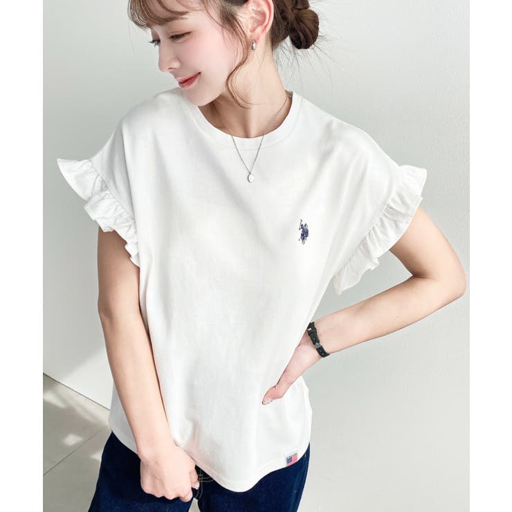U.S.POLO ASSN.ワンポイント刺繍ショルダーフリル Tシャツ | moment+ | 詳細画像7 