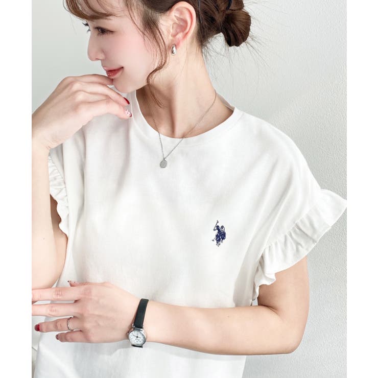 U.S.POLO ASSN.ワンポイント刺繍ショルダーフリル Tシャツ | moment+ | 詳細画像8 