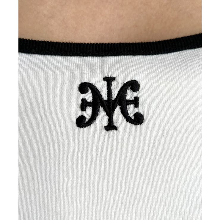 長袖スクエアネックフロントロゴ刺繍袖リボンプルオーバー 綿100％フライス | moment+ | 詳細画像12 