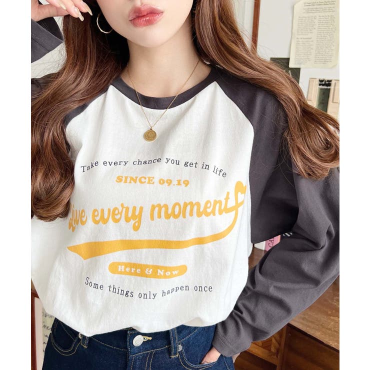 ラグランロゴプリントロンT 綿100％天竺 | moment+ | 詳細画像10 