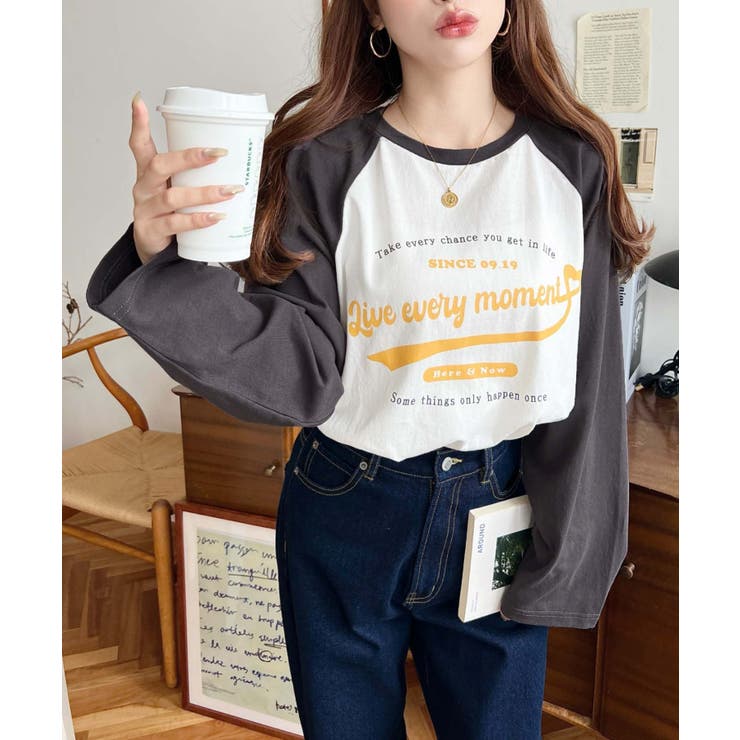 ラグランロゴプリントロンT 綿100％天竺 | moment+ | 詳細画像13 