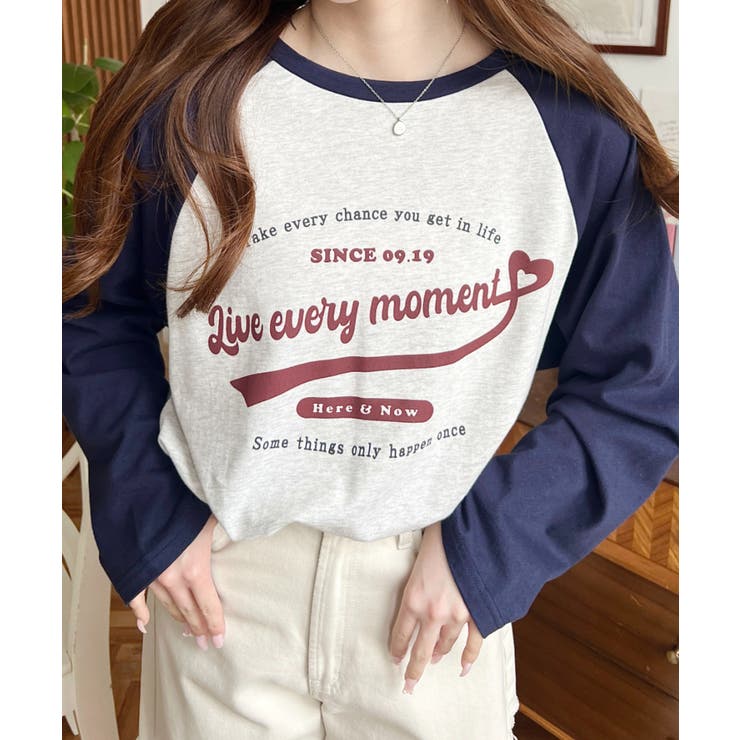 ラグランロゴプリントロンT 綿100％天竺 | moment+ | 詳細画像14 