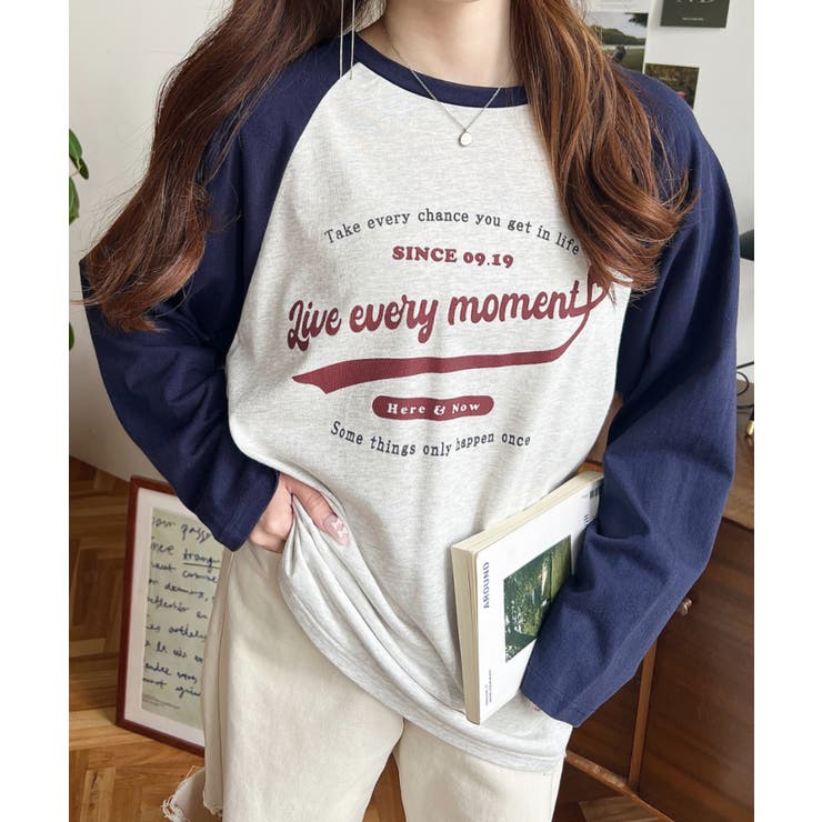 ラグランロゴプリントロンT 綿100％天竺 | moment+ | 詳細画像16 