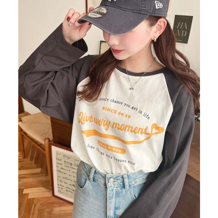 ラグランロゴプリントロンT 綿100％天竺 | moment+ | 詳細画像2 